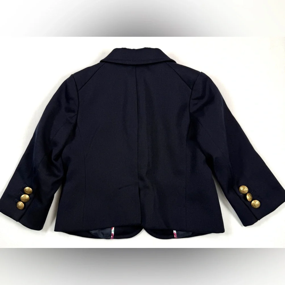 CREWCUTS Toddler Girls'‎ Black Wool Gold Lapel 2-Button Floral Lined Blazer 2